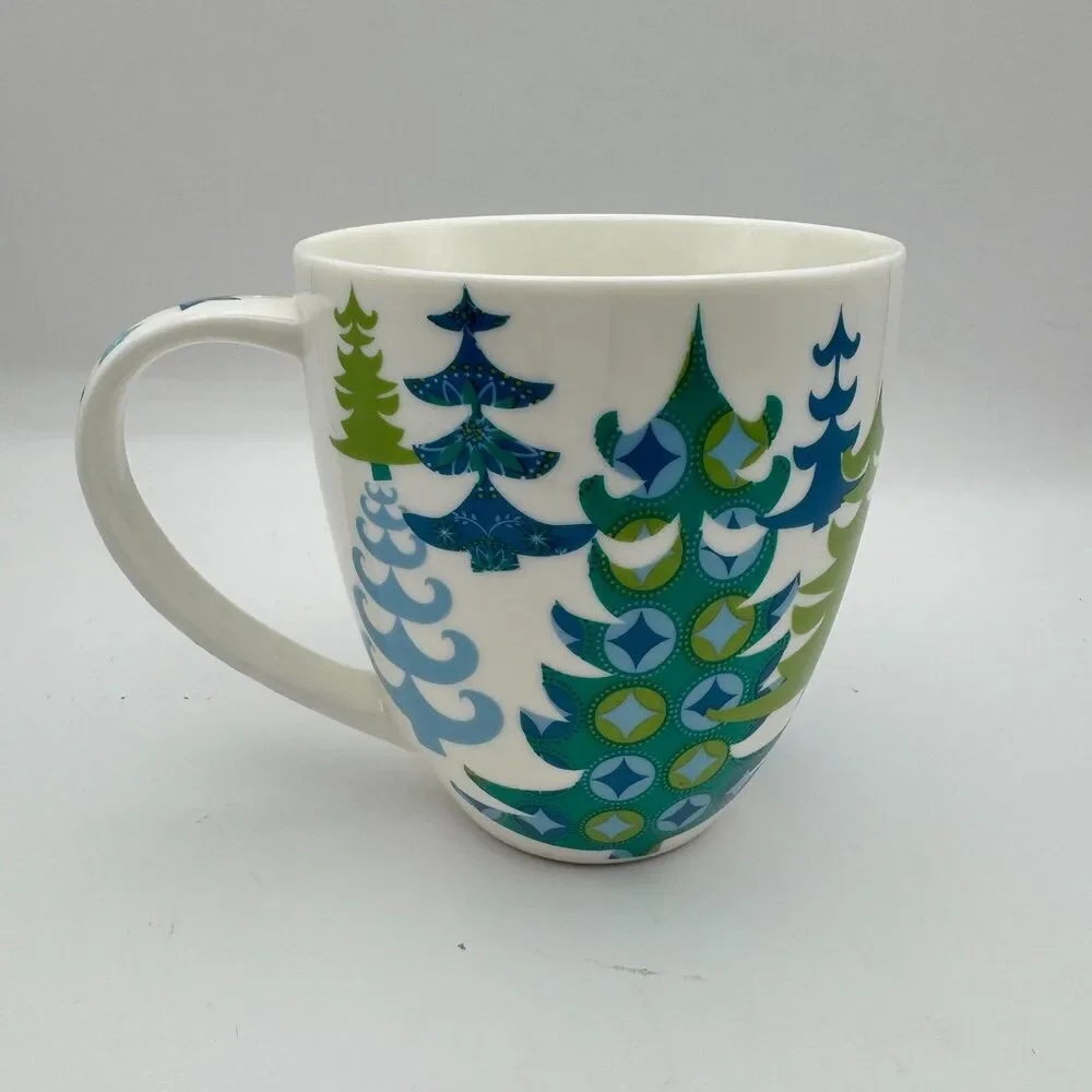 2006 Starbucks Holiday Coffee Mug Christmas Trees Snowflakes 17oz Vintage